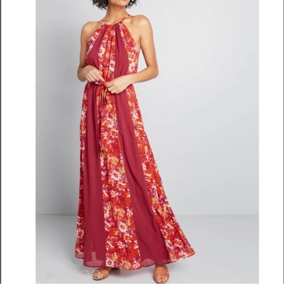 Modcloth | Dresses | Modcloth Orange Print Maxi Dress | Poshmark
